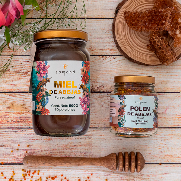 Kit miel pura, polen de abejas y palito mielero