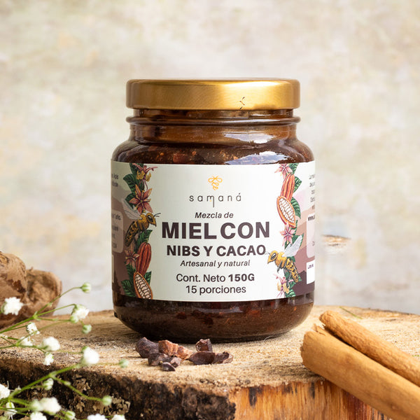 Miel con nibs y cacao Samaná